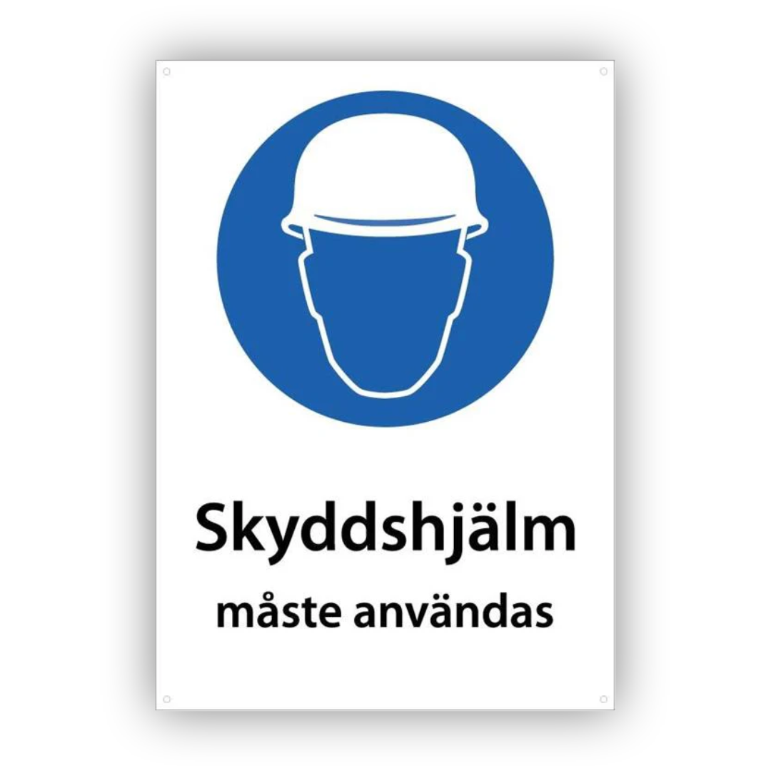 Skyddshjälm måste användas