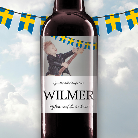 Flaskeetikett - Vin med bilde