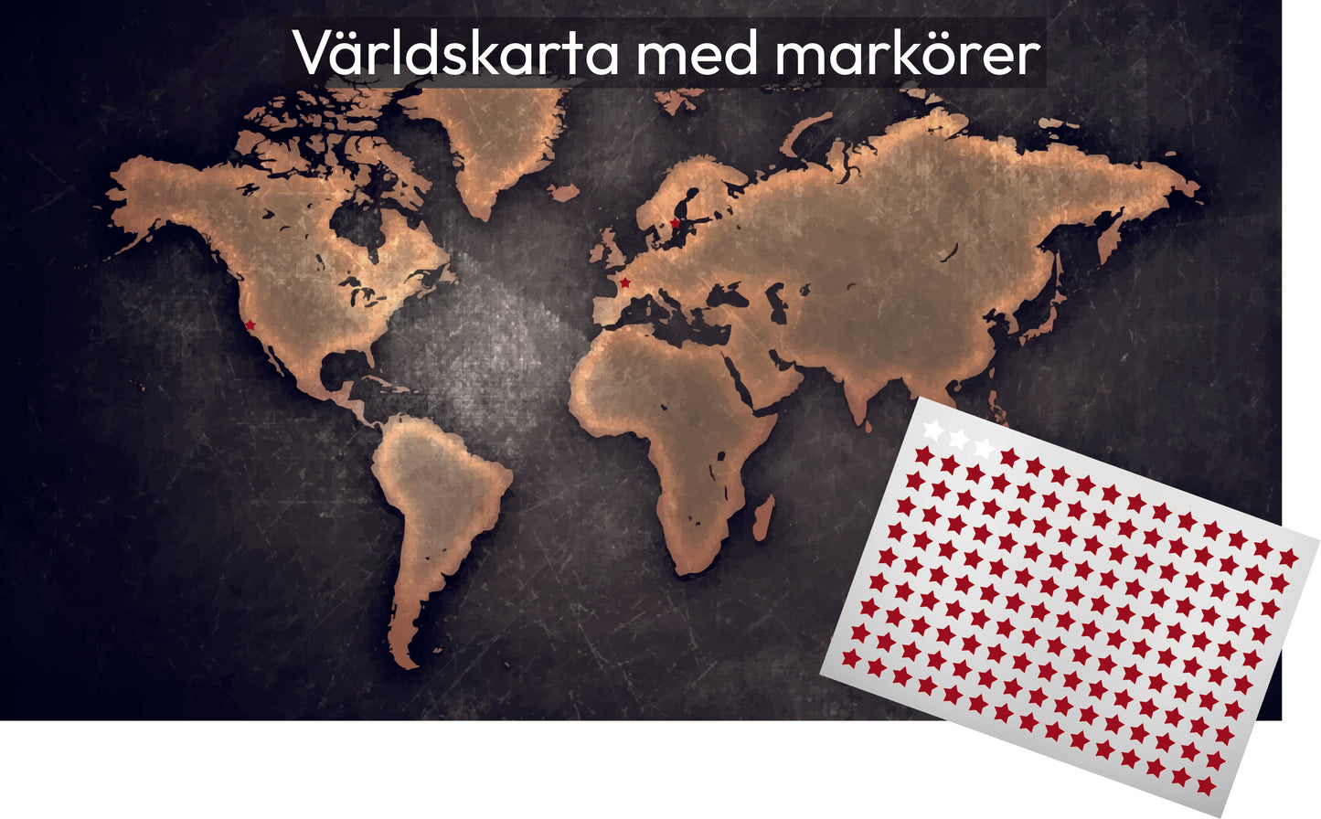 Världskarta med markörer