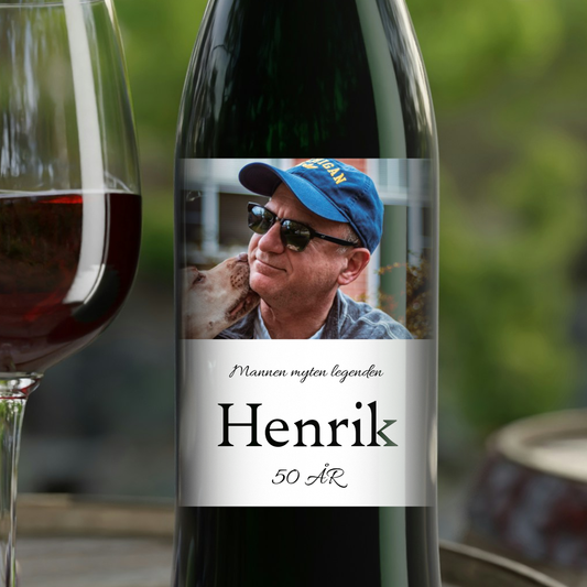 Flaskeetikett - Vin med bilde